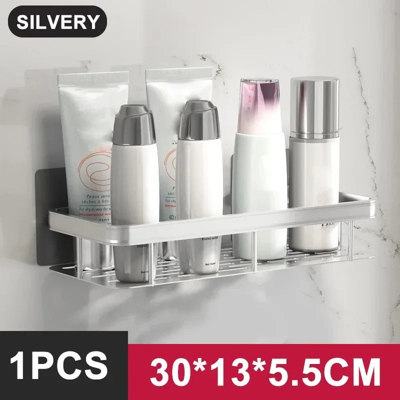 Bathroom / Kitchen Shelf Storage Organizer Aluminum Alloy Shampoo Rack Shower Shelf Bathroom Accessories No Drill Shelf