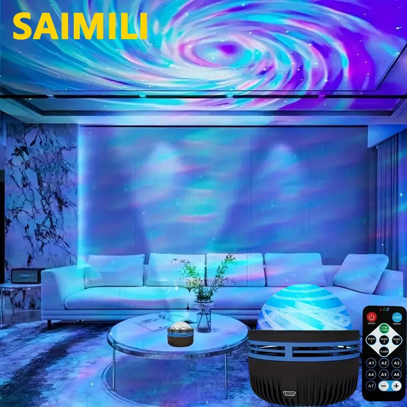 LED Starry Galaxy Projector Light RGB Smart Remote Control Star Aurora Lamp KTV USB for Home Room Camping Wedding Decorations
