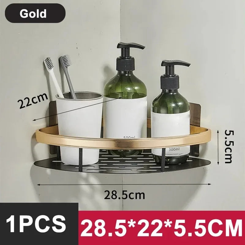 Bathroom / Kitchen Shelf Storage Organizer Aluminum Alloy Shampoo Rack Shower Shelf Bathroom Accessories No Drill Shelf