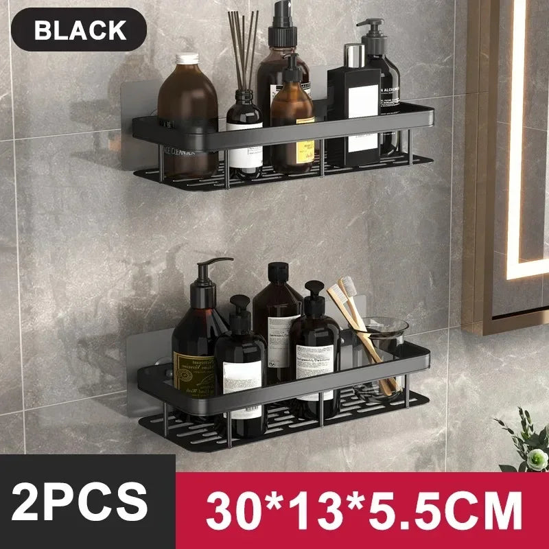 Bathroom / Kitchen Shelf Storage Organizer Aluminum Alloy Shampoo Rack Shower Shelf Bathroom Accessories No Drill Shelf