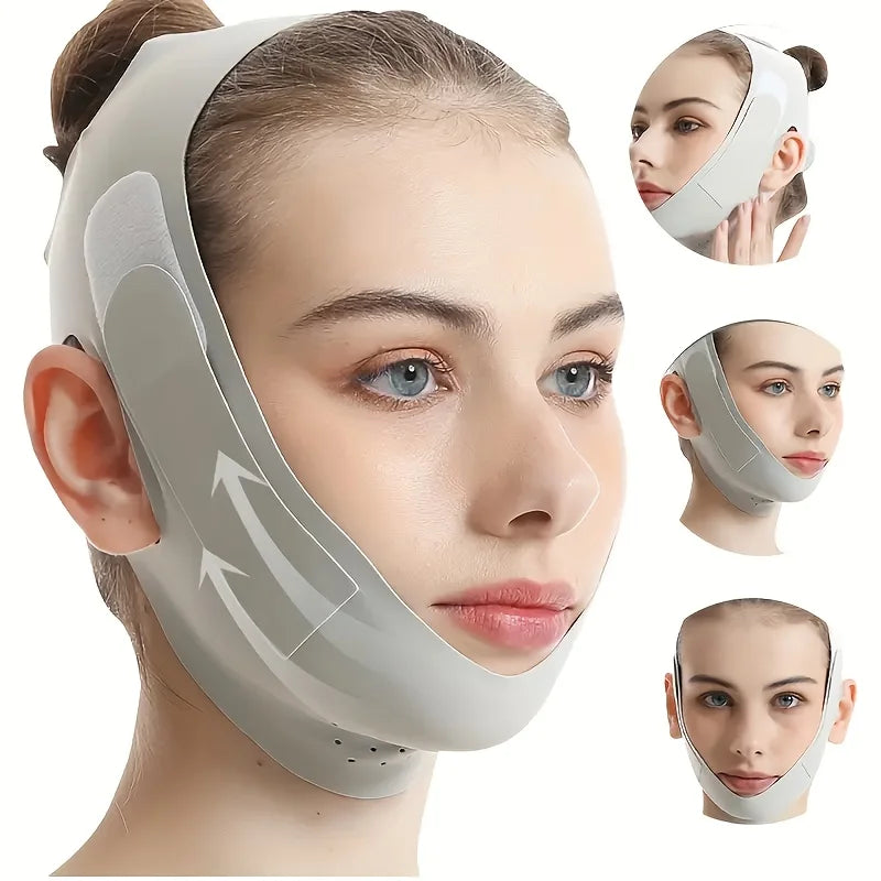 Overnight Face Lift Band with Graphene Fiber - Double Chin Reducer & Jawline Definer, Washable Reusable Beauty Strap 5 Sizes