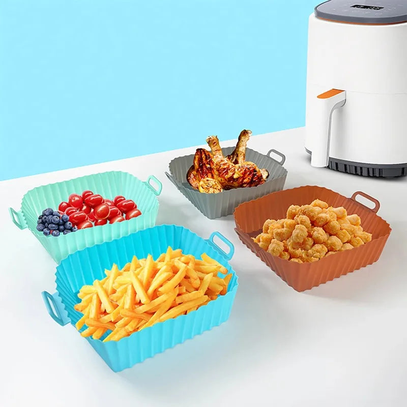 Reusable Air Fryer Silicone Liners Pot Non-Stick Airfryer Basket Cooking Gadgets Baking Tray Pizza Pan Oven Kitchen Accessories