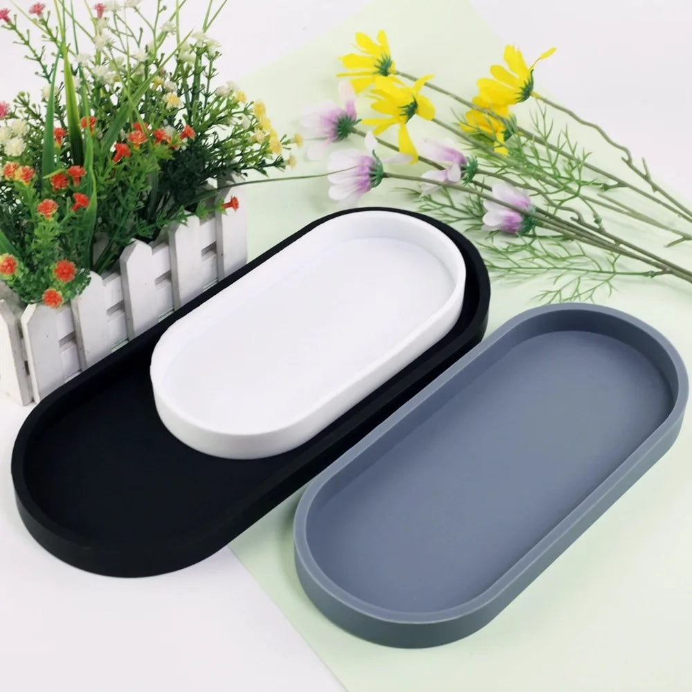 1Pc Bathroom Dressing Silicone Tray, Rectangular Dishwashing Liquid and Sponge Rack, Dressing Table Perfume Organizer, Cosmetic Ring Storage Tray, Home Essentials, Home Decoration, Home Furniture