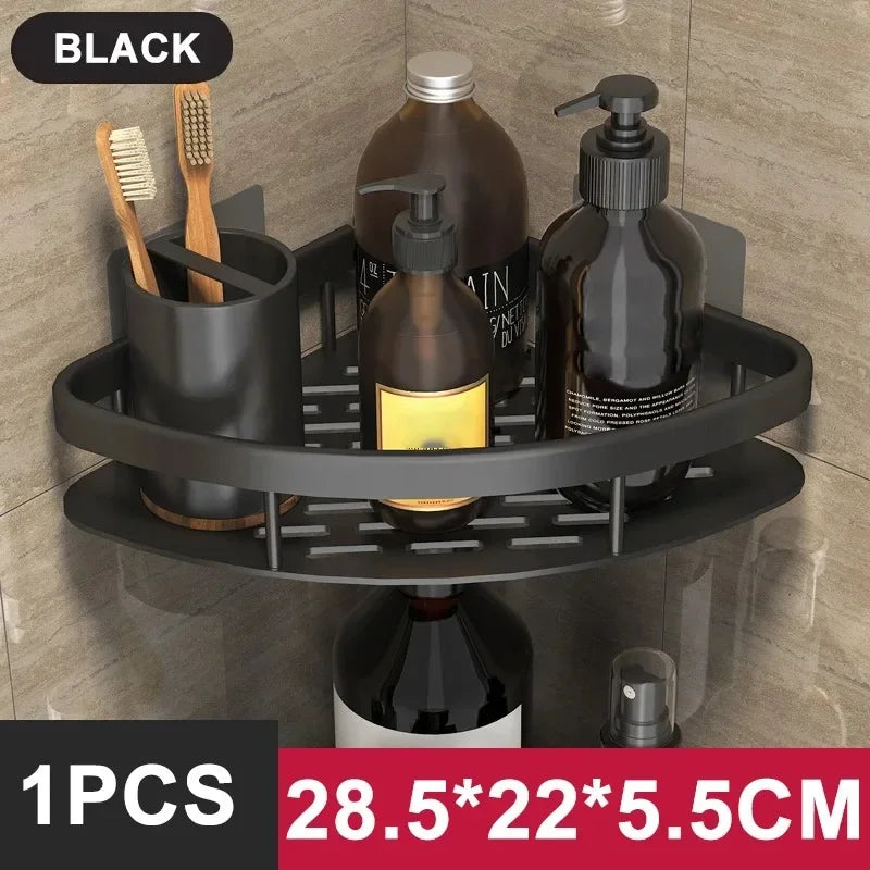 Bathroom / Kitchen Shelf Storage Organizer Aluminum Alloy Shampoo Rack Shower Shelf Bathroom Accessories No Drill Shelf