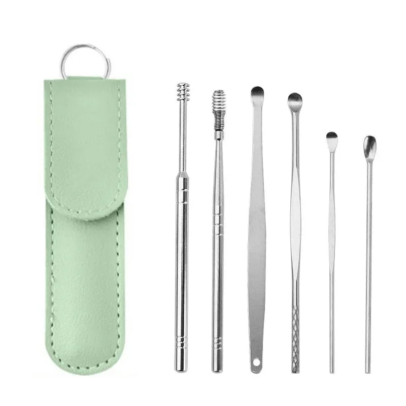Effective 6Pcs Earwax Cleaning Tool with Spiral Earpick and Ear Curette, Ear Care Tool for Daily Use