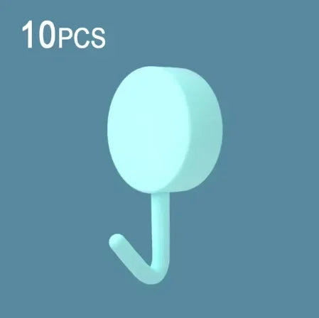 10PCS Self Adhesive Wall Hook Strong Without Drilling Coat Bag Bathroom Door Kitchen Towel Hanger Hooks Home Storage Accessories