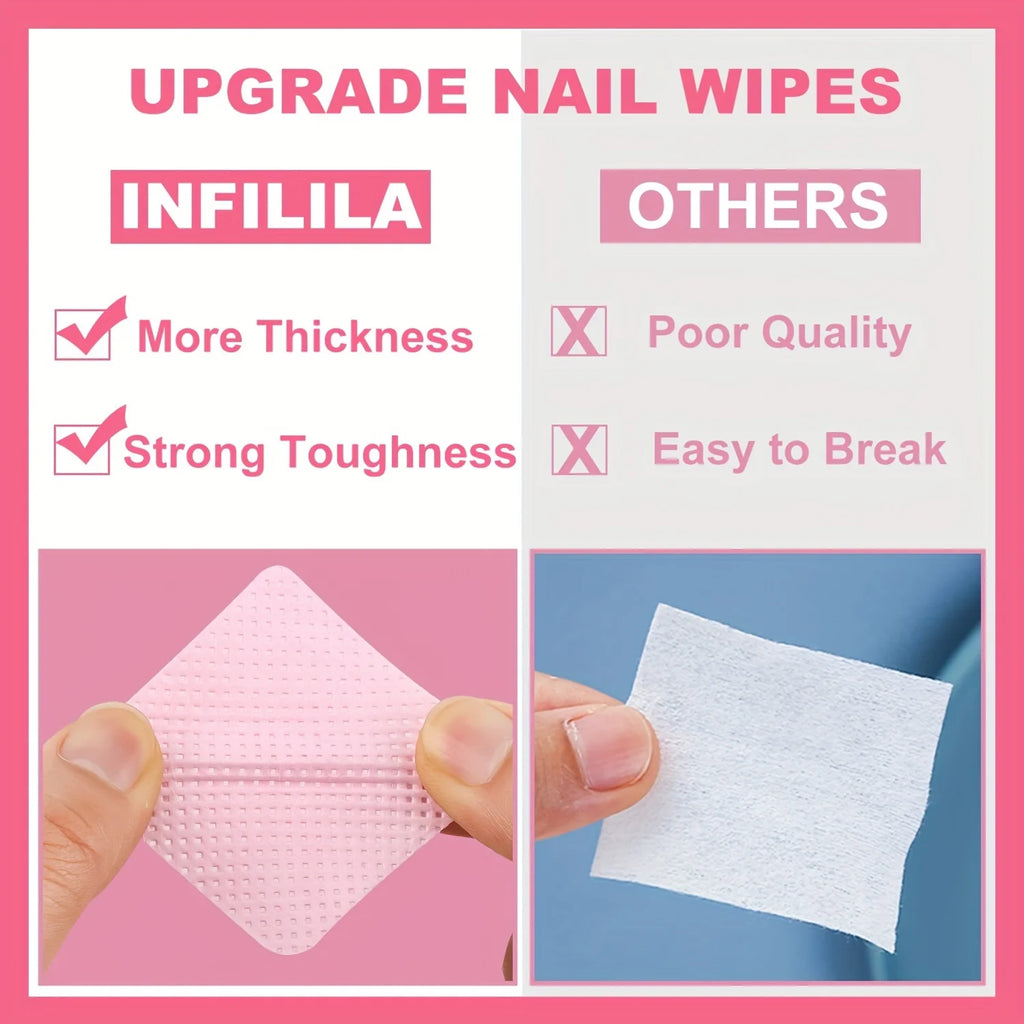 20/600pcs Lint-Free Nail Wipes Gel Cleansing Tissues Aluminum-Free Nail Polish Remover Pads for NaiArt Beauty Cleaning Care Tool