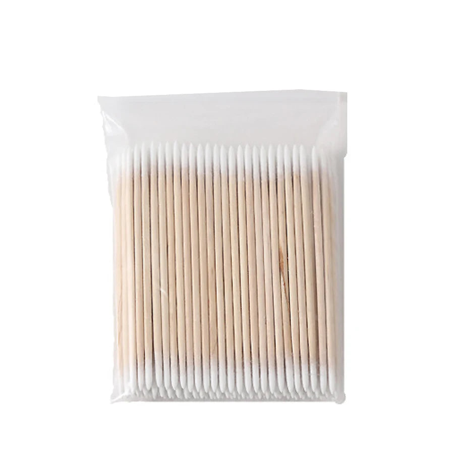 100Pcs Double-Ended Cotton Swabs Fine Pointed Tips for Nail Art Makeup Eyeliner Correction - Beauty Tools