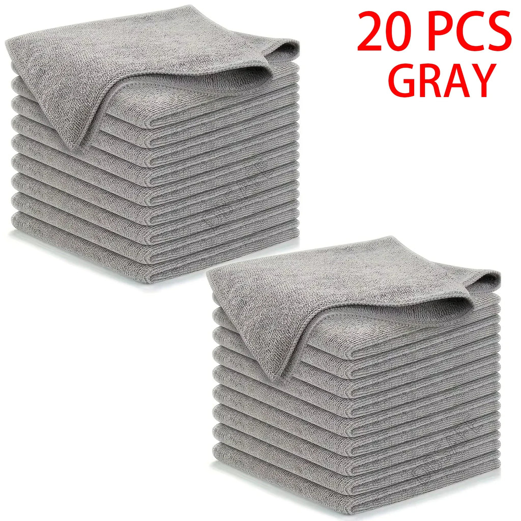 5/10/20pcs Kitchen Towel, Ultra-fine Fiber Light Gray Cleaning Cloth Set, Absorbent, Soft And Stain-removing Cloth