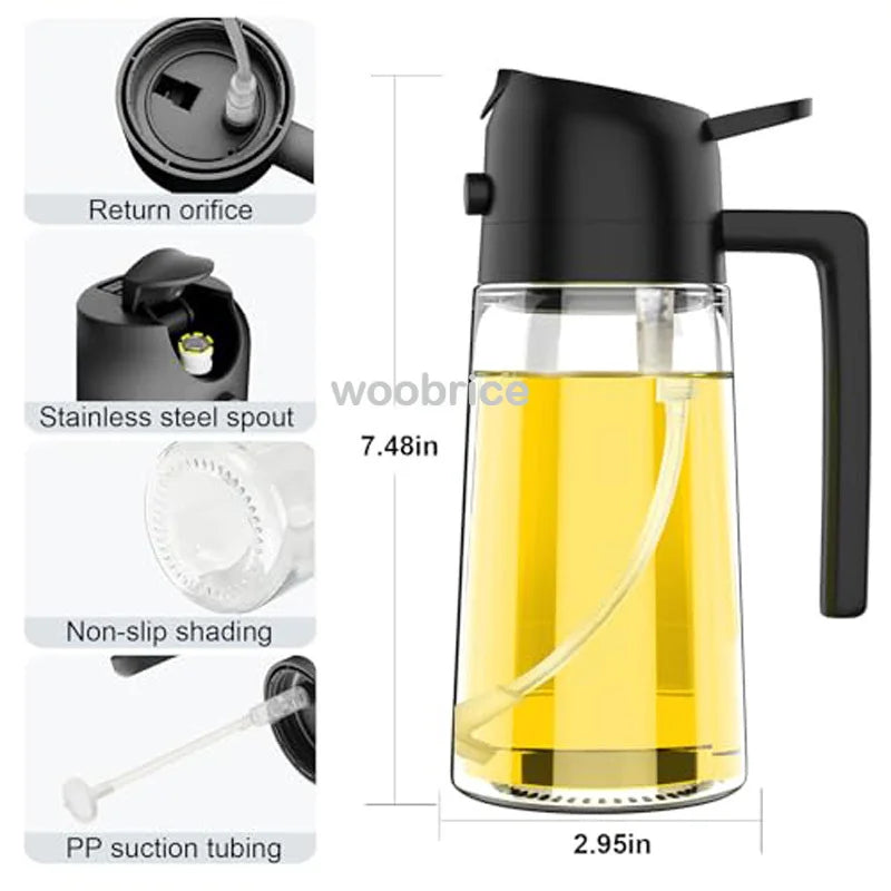 Oil Spray Plastic Household Kitchen Oil Spray Bottle Nebulizing Mist Filling Cooking Dual Use BBQ Camping Large Capacity