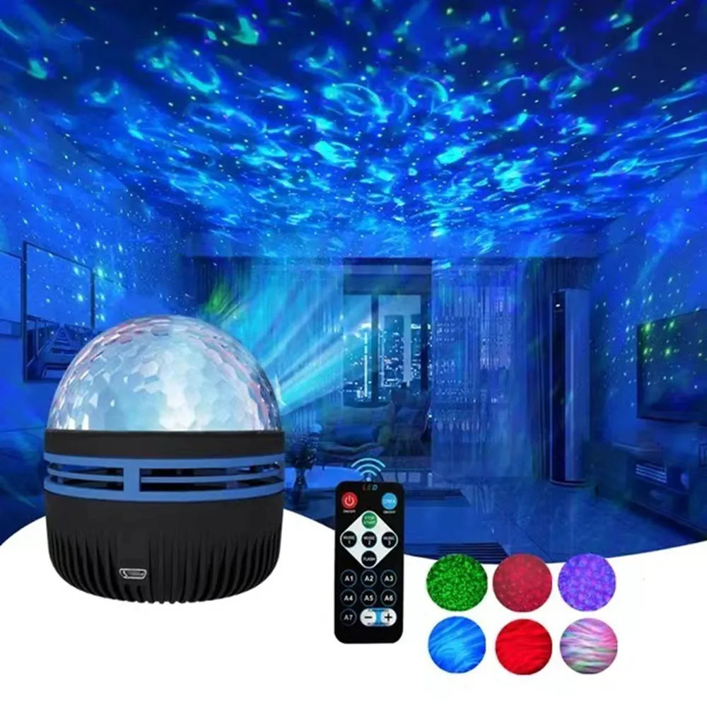 LED Starry Galaxy Projector Light RGB Smart Remote Control Star Aurora Lamp KTV USB for Home Room Camping Wedding Decorations