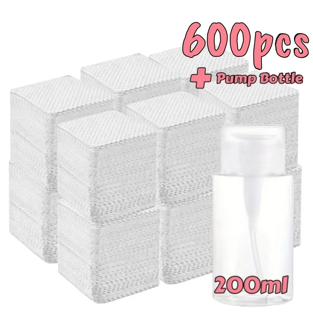 20/600pcs Lint-Free Nail Wipes Gel Cleansing Tissues Aluminum-Free Nail Polish Remover Pads for NaiArt Beauty Cleaning Care Tool