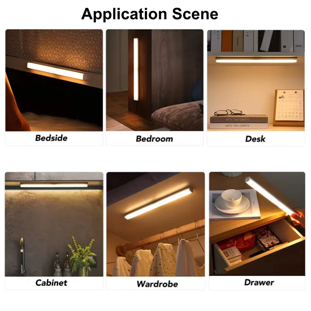 LED Motion Sensor Light Wireless USB  Rechargeable Night Light Portable Induction Lamp for Kitchen Cabinet Wardrobe Staircase