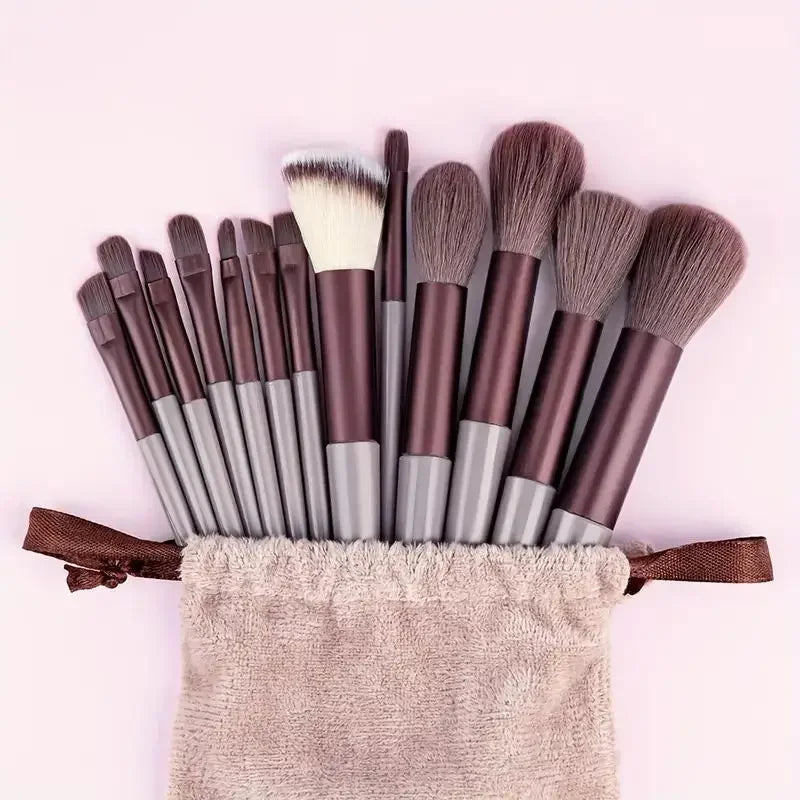 13pcs Premium Synthetic Nylon Bristle Makeup Brush Set - Soft, Gentle, and Cruelty-Free for Flawless Foundation, Blush, Powder,
