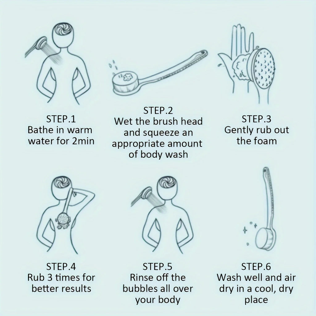 Soft Body Scrubber Shower Exfoliating Scrubs Long Handle Bath Brush Exfoliator Skin Massager Cleaning Brush Bathroom Accessories