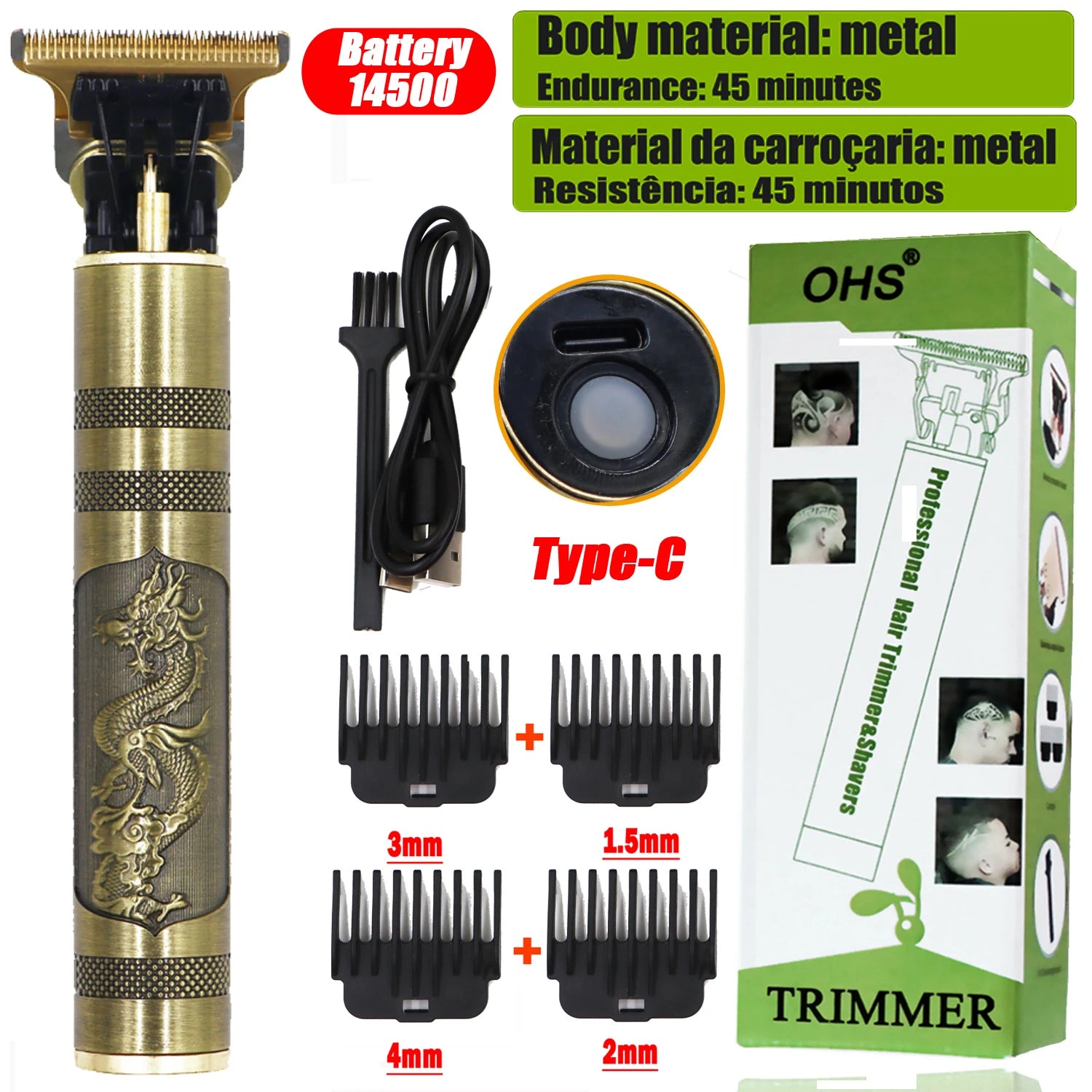 Cordless Electric Hair Cutting Machine Vintage Hair Clipper Portable Shaver Barber USB Fast Charging Hair Trimmer For Hairdresse