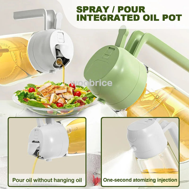 Oil Spray Plastic Household Kitchen Oil Spray Bottle Nebulizing Mist Filling Cooking Dual Use BBQ Camping Large Capacity