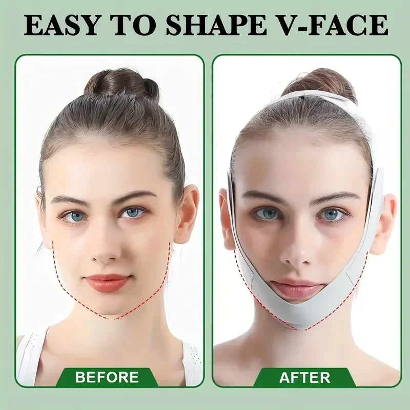 Overnight Face Lift Band with Graphene Fiber - Double Chin Reducer & Jawline Definer, Washable Reusable Beauty Strap 5 Sizes