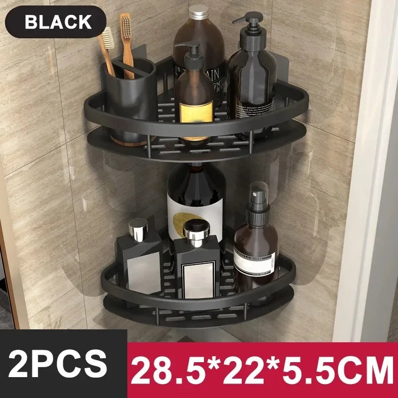 Bathroom / Kitchen Shelf Storage Organizer Aluminum Alloy Shampoo Rack Shower Shelf Bathroom Accessories No Drill Shelf