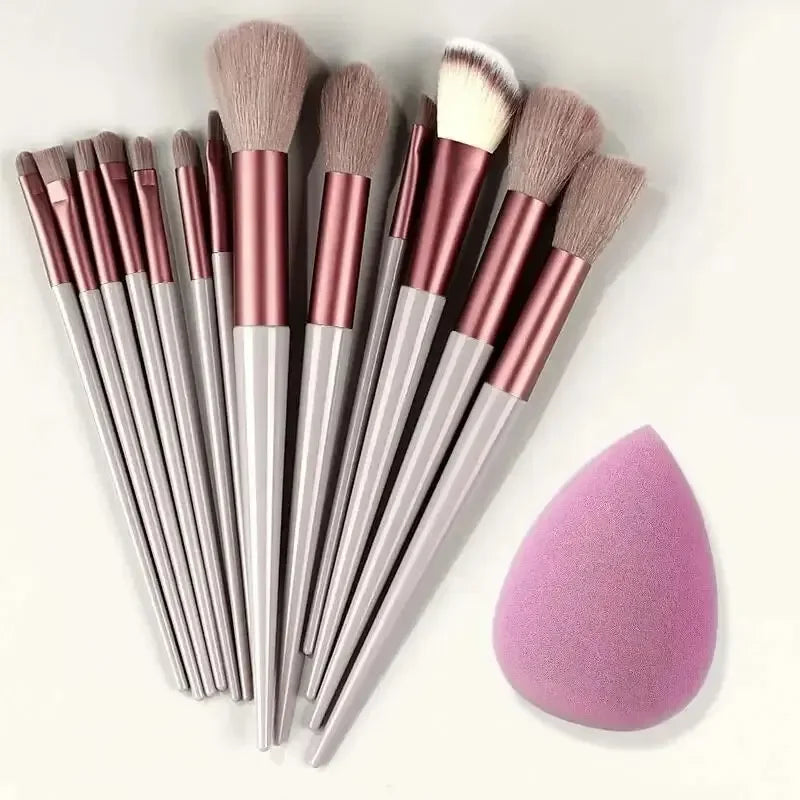 13pcs Premium Synthetic Nylon Bristle Makeup Brush Set - Soft, Gentle, and Cruelty-Free for Flawless Foundation, Blush, Powder,