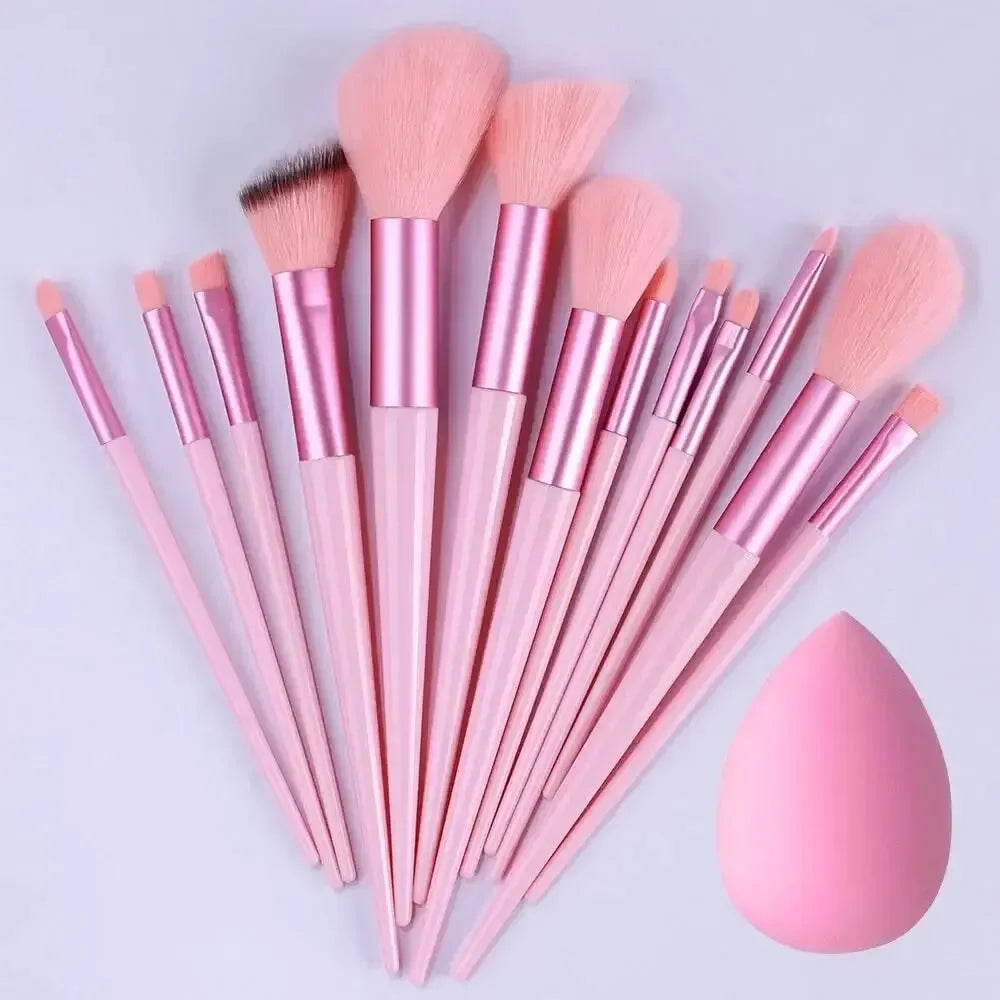 13pcs Premium Synthetic Nylon Bristle Makeup Brush Set - Soft, Gentle, and Cruelty-Free for Flawless Foundation, Blush, Powder,