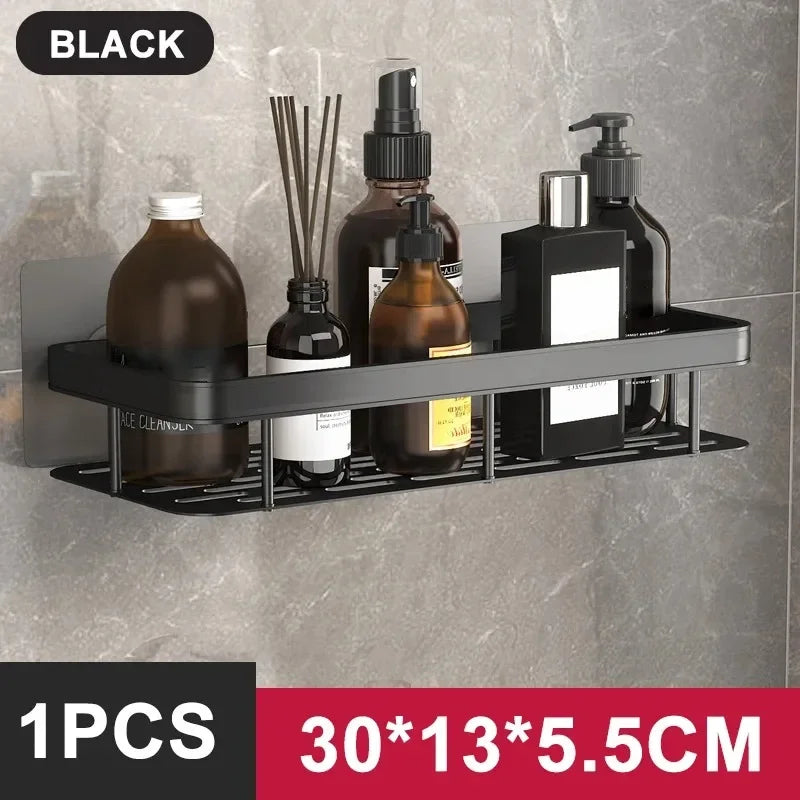 Bathroom / Kitchen Shelf Storage Organizer Aluminum Alloy Shampoo Rack Shower Shelf Bathroom Accessories No Drill Shelf