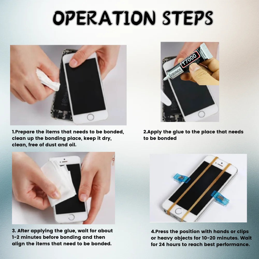 T7000 Black Contact Cellphone Tablet Repair Adhesive Strong T-7000 Glue 15ML 50ML 110ML with Fine Needle