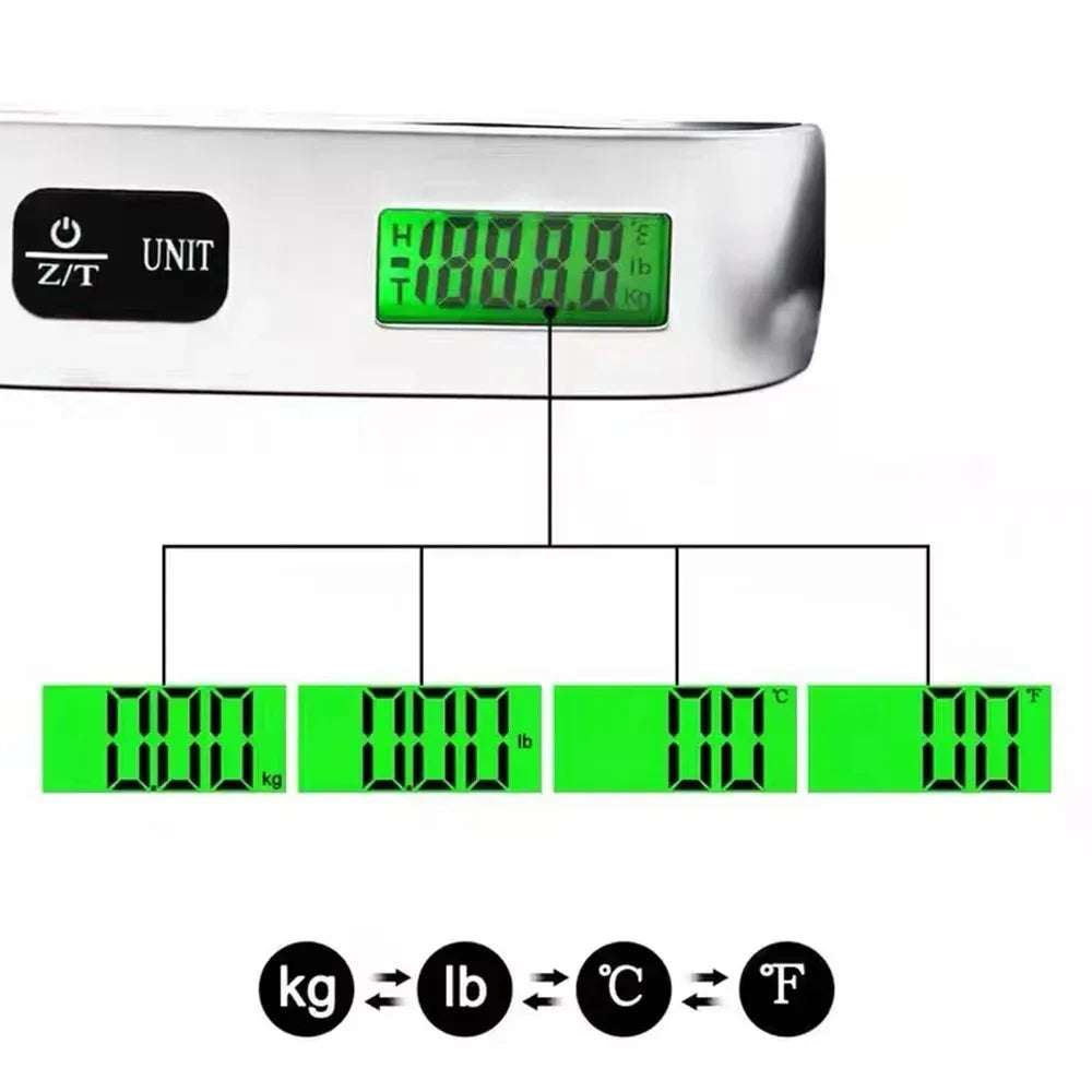 50kg Portable Hanging Scale Electronic Hand Luggage Scale Digital Display Suitcase 110lb Travel Baggage Bag Weighing Tools