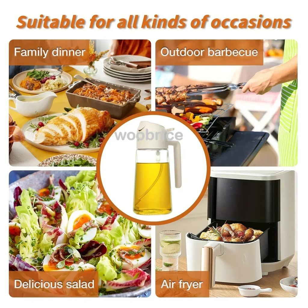 Oil Spray Plastic Household Kitchen Oil Spray Bottle Nebulizing Mist Filling Cooking Dual Use BBQ Camping Large Capacity